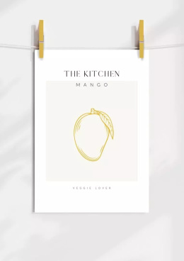 Plakat przedstawia zarys mango z napisem The Kitchen veggie lover